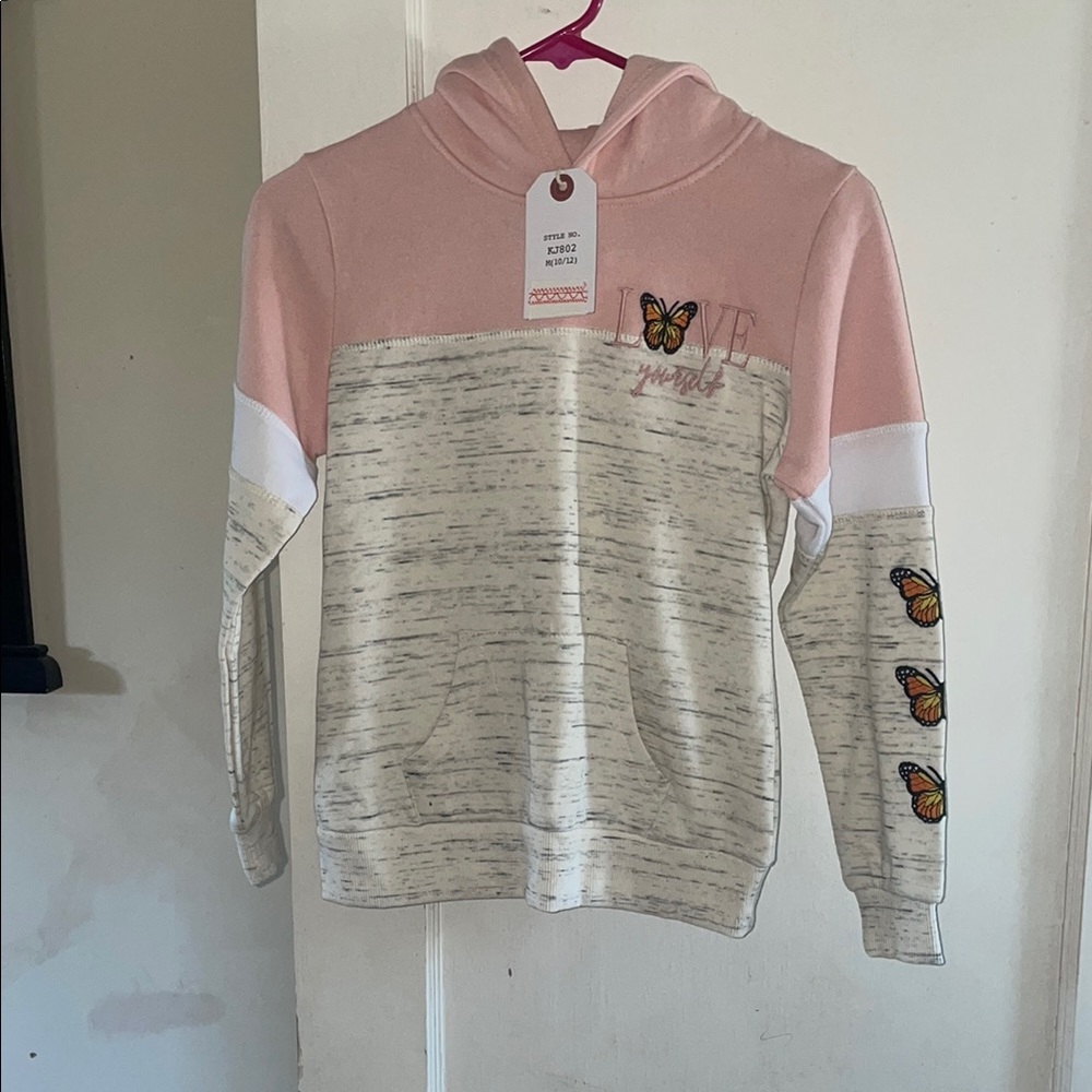 Pink and Cream Sweatshirt with Butterfly Details